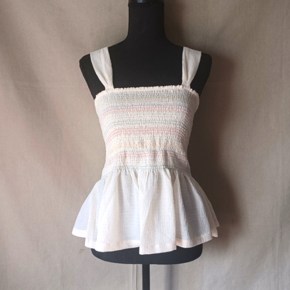 Madewell Tops - Madewell Texture & Thread Smocked Peplum Top